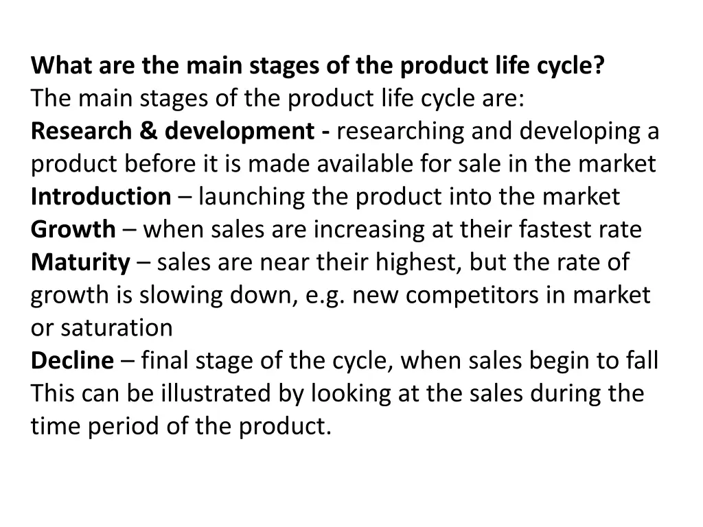 what are the main stages of the product life