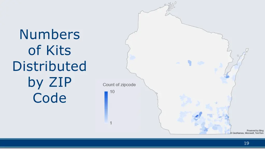 numbers of kits distributed by zip code