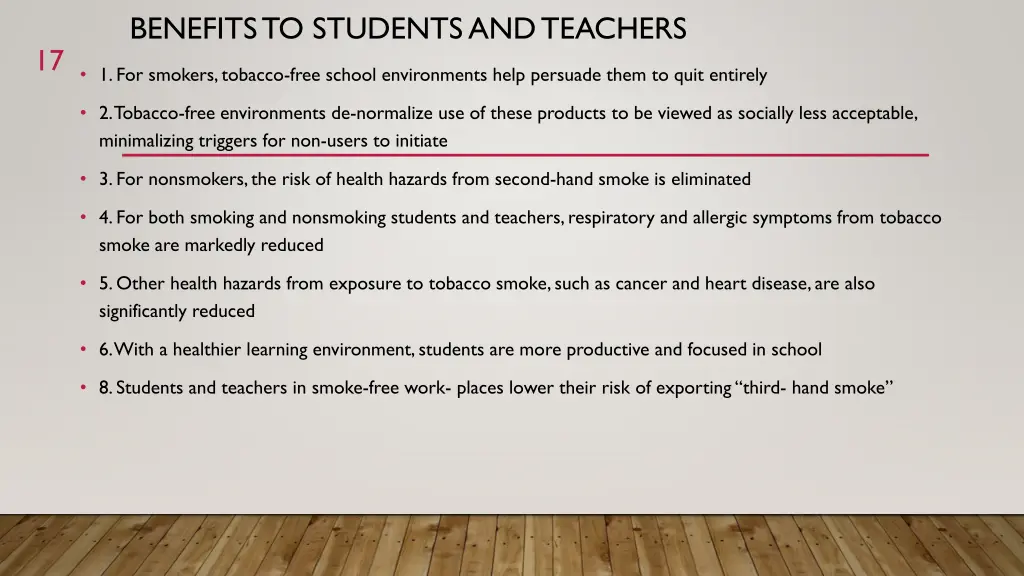 benefits to students and teachers