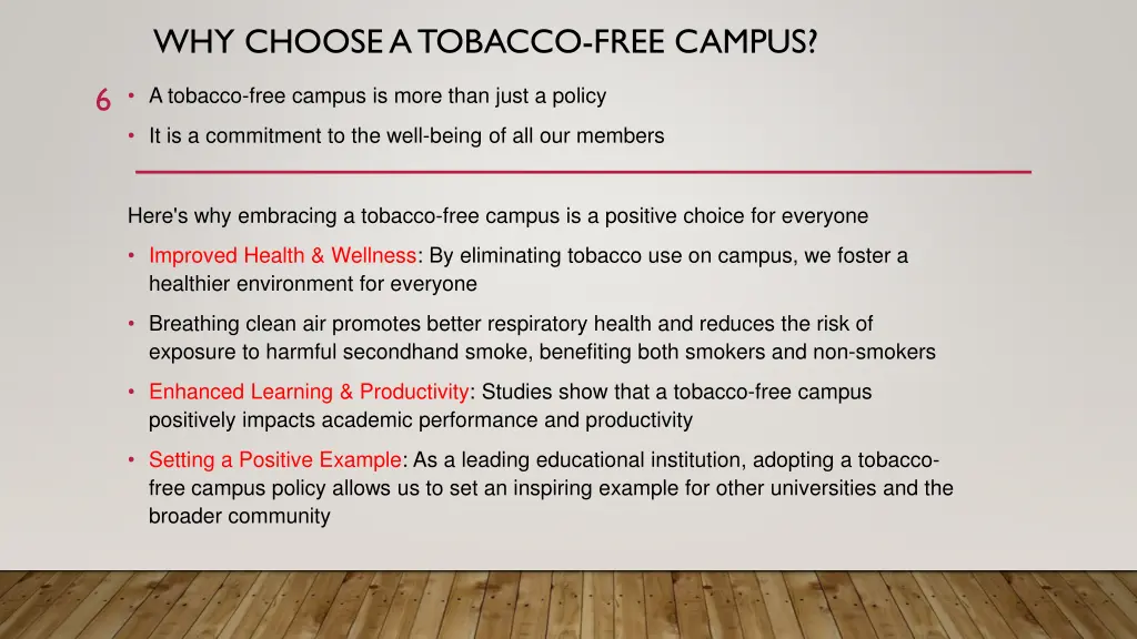 why choose a tobacco free campus