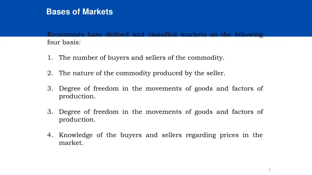 bases of markets