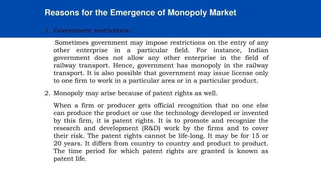 reasons for the emergence of monopoly market