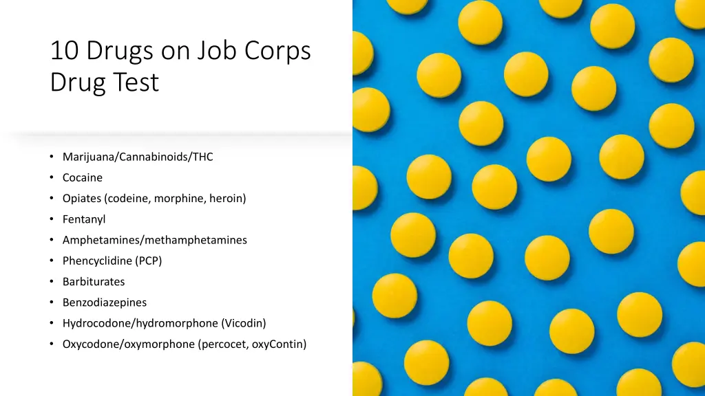 10 drugs on job corps drug test