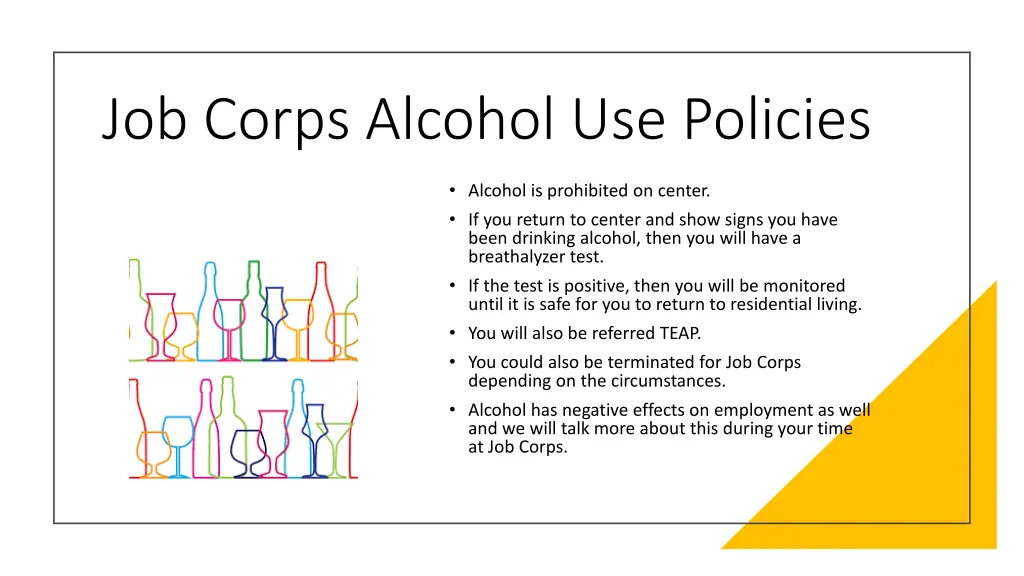 job corps alcohol use policies