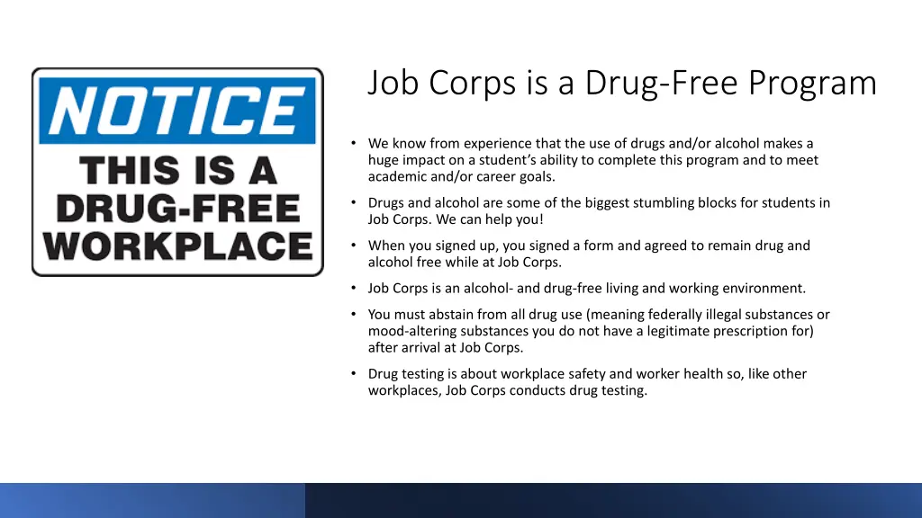 job corps is a drug free program