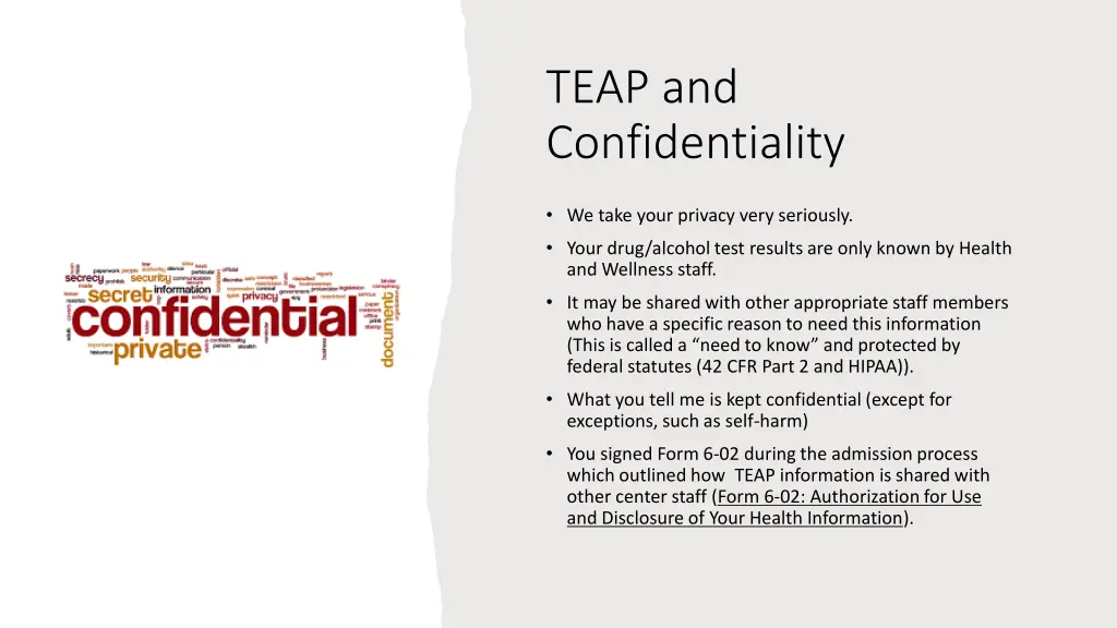 teap and confidentiality