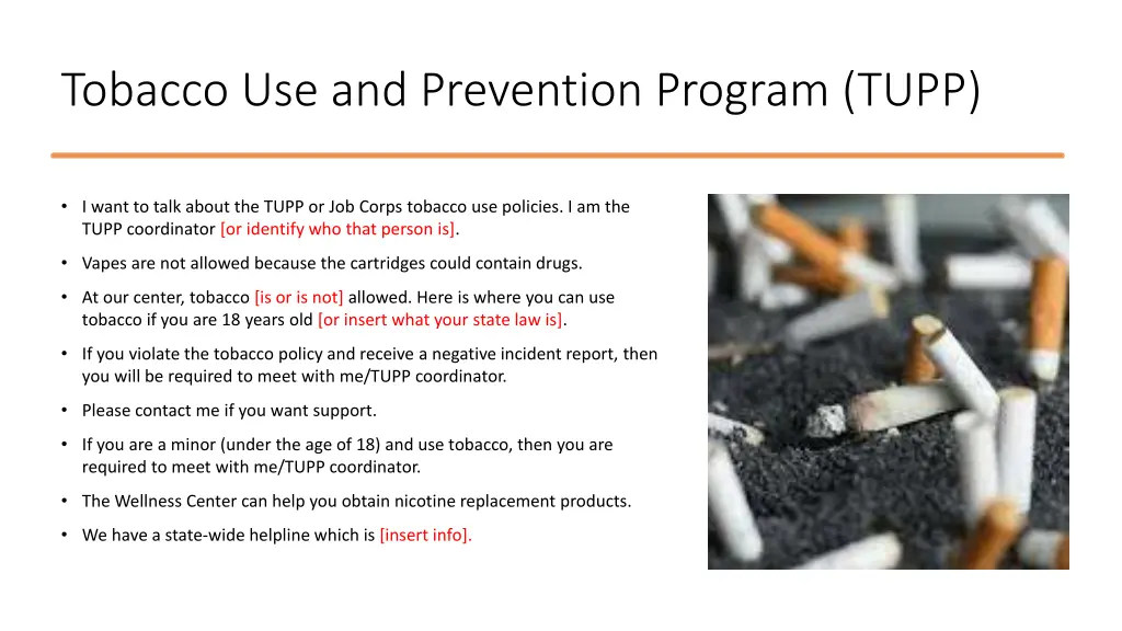 tobacco use and prevention program tupp