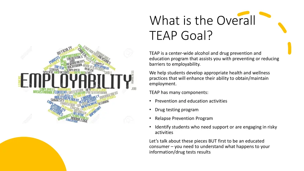 what is the overall teap goal