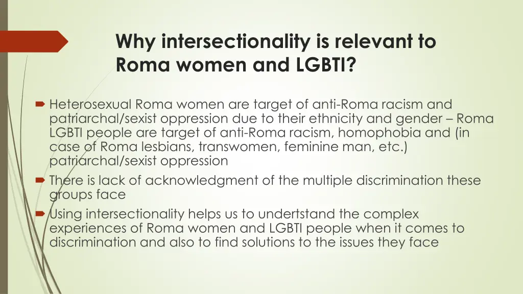 why intersectionality is relevant to roma women