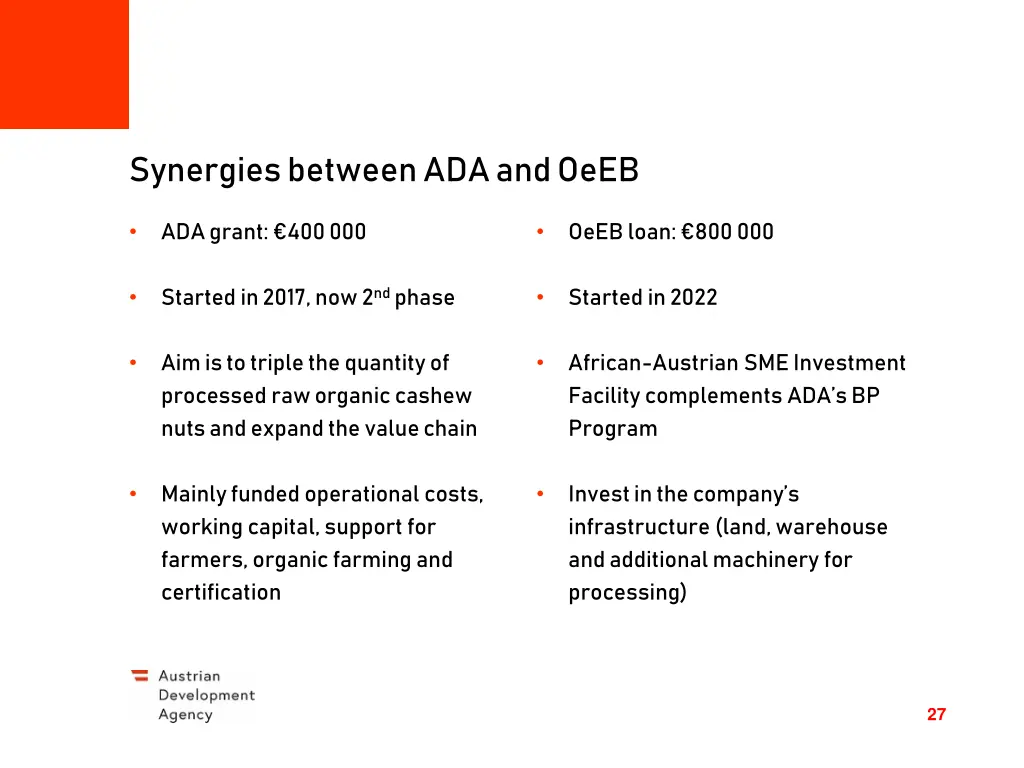 synergies between ada and oeeb