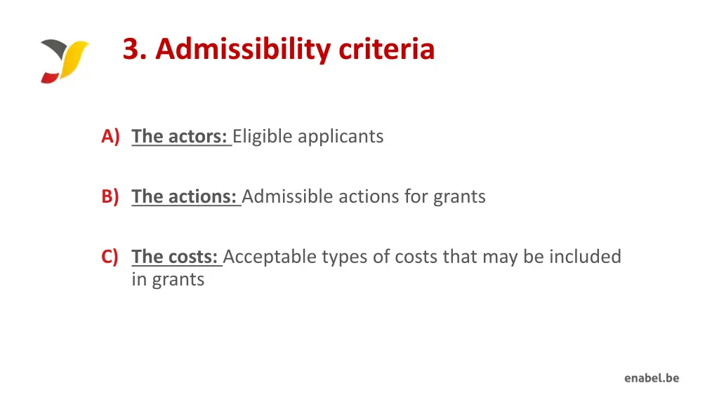 3 admissibility criteria