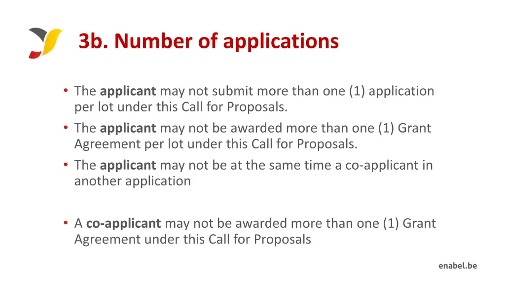 3b number of applications