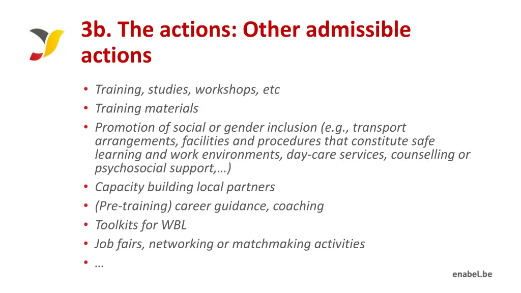 3b the actions other admissible actions