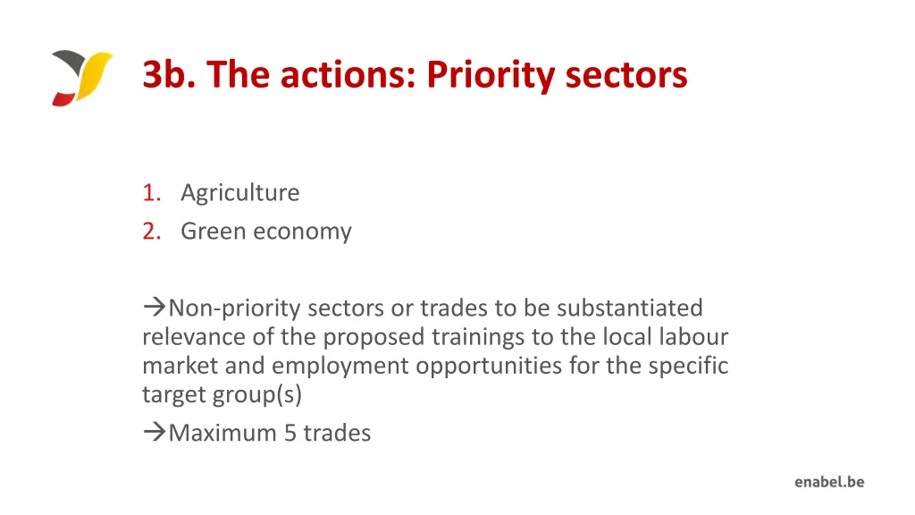 3b the actions priority sectors