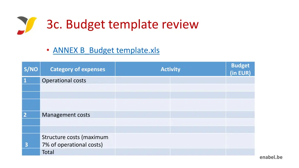 3c budget template review