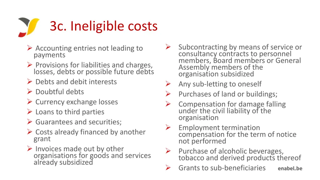 3c ineligible costs