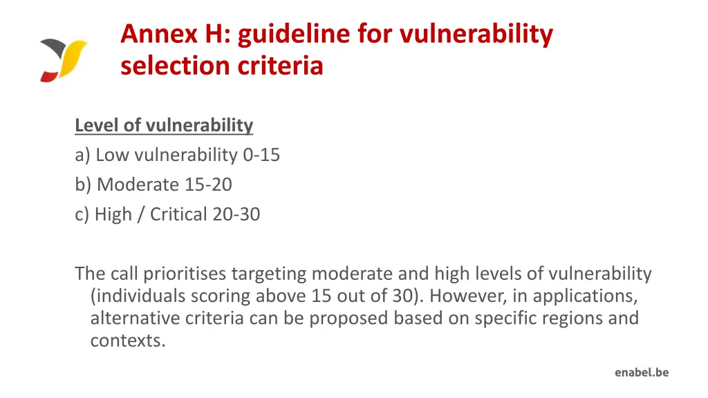 annex h guideline for vulnerability selection