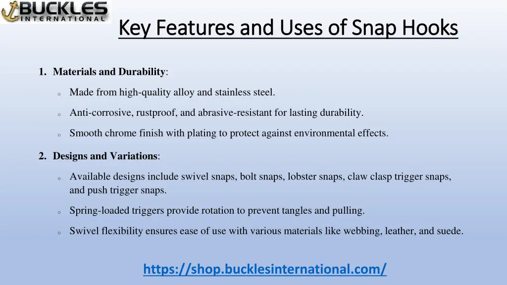 key features and uses of snap hooks key features