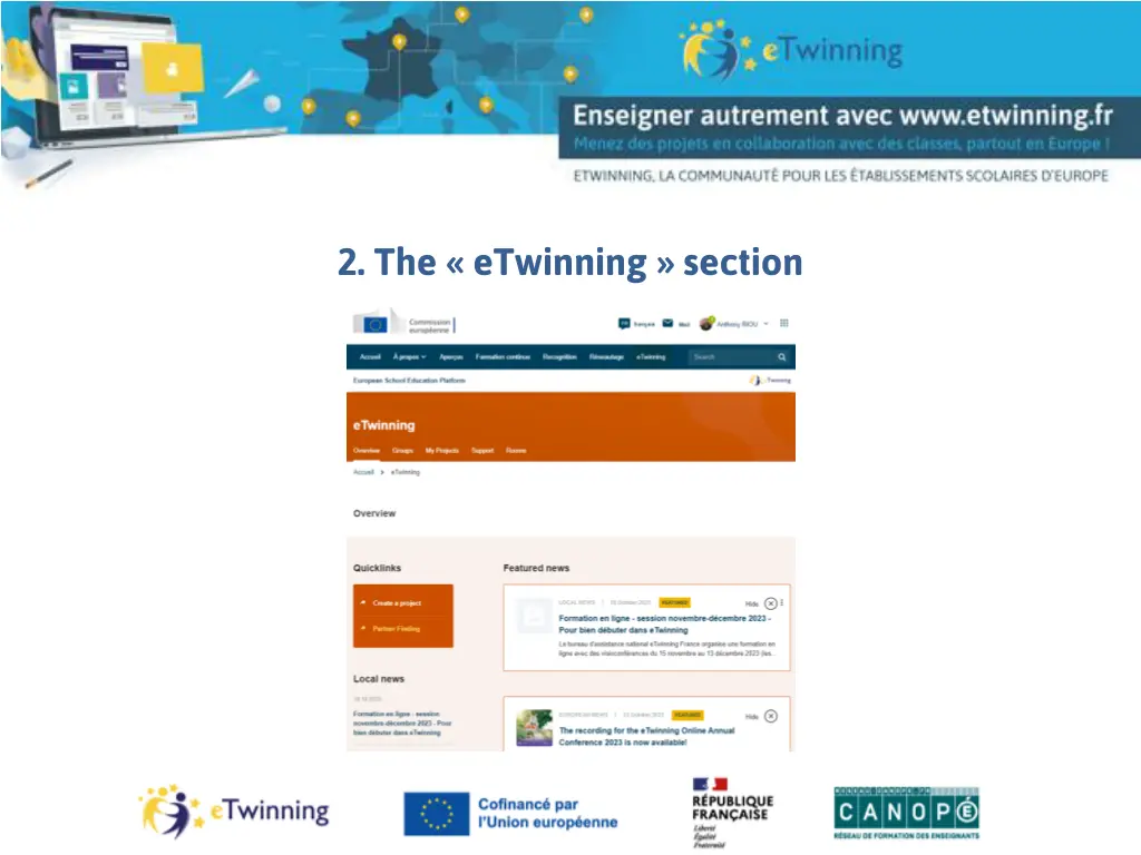 2 the etwinning section