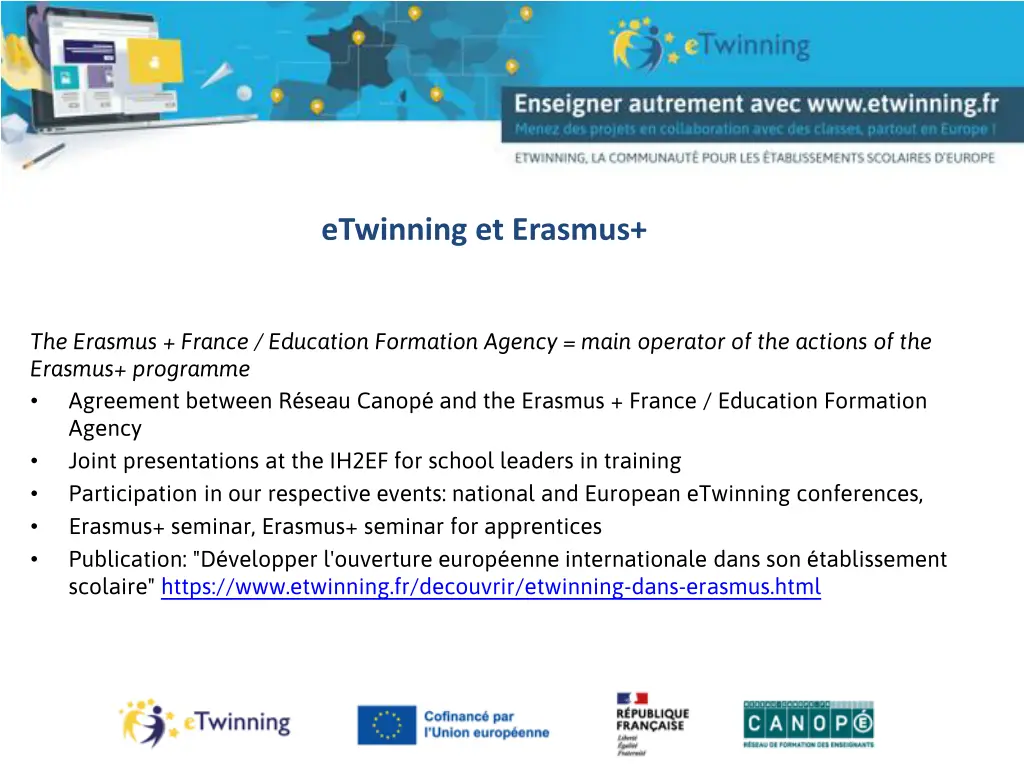 etwinning et erasmus