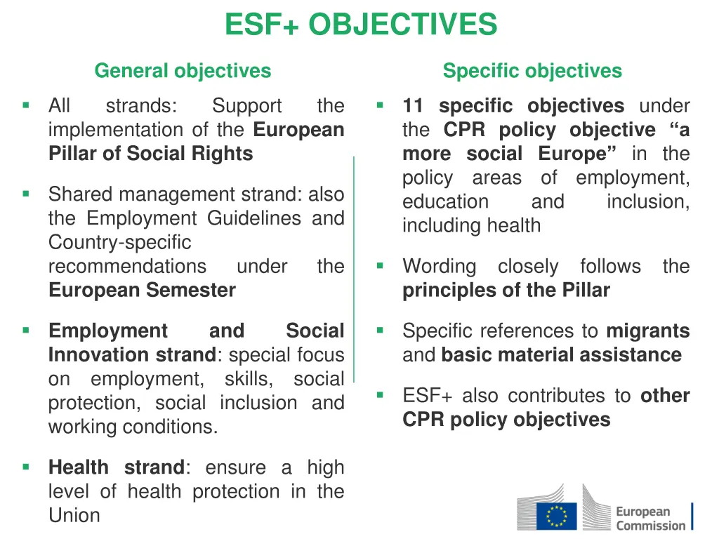 esf objectives