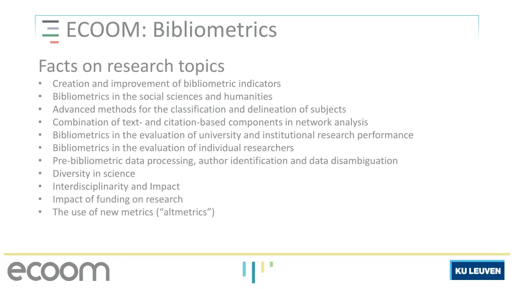 ecoom bibliometrics 2