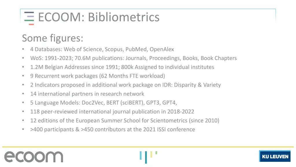 ecoom bibliometrics