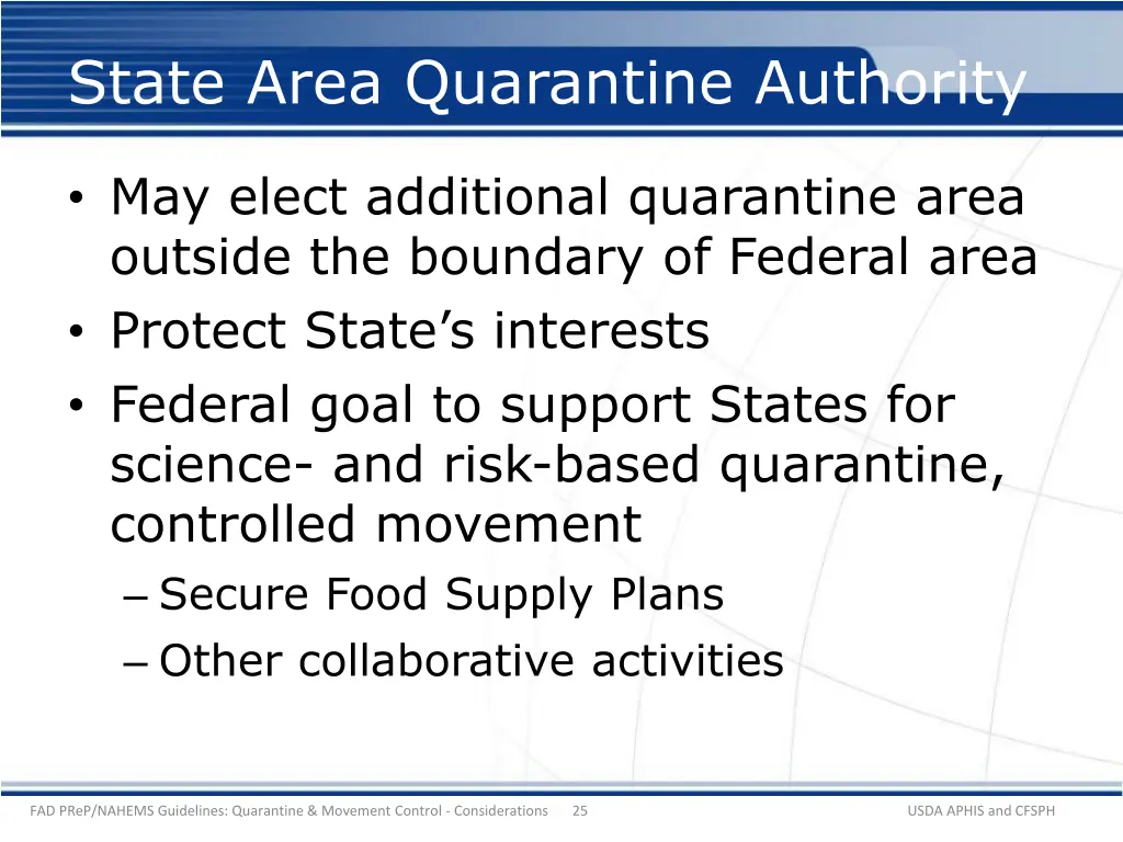 state area quarantine authority