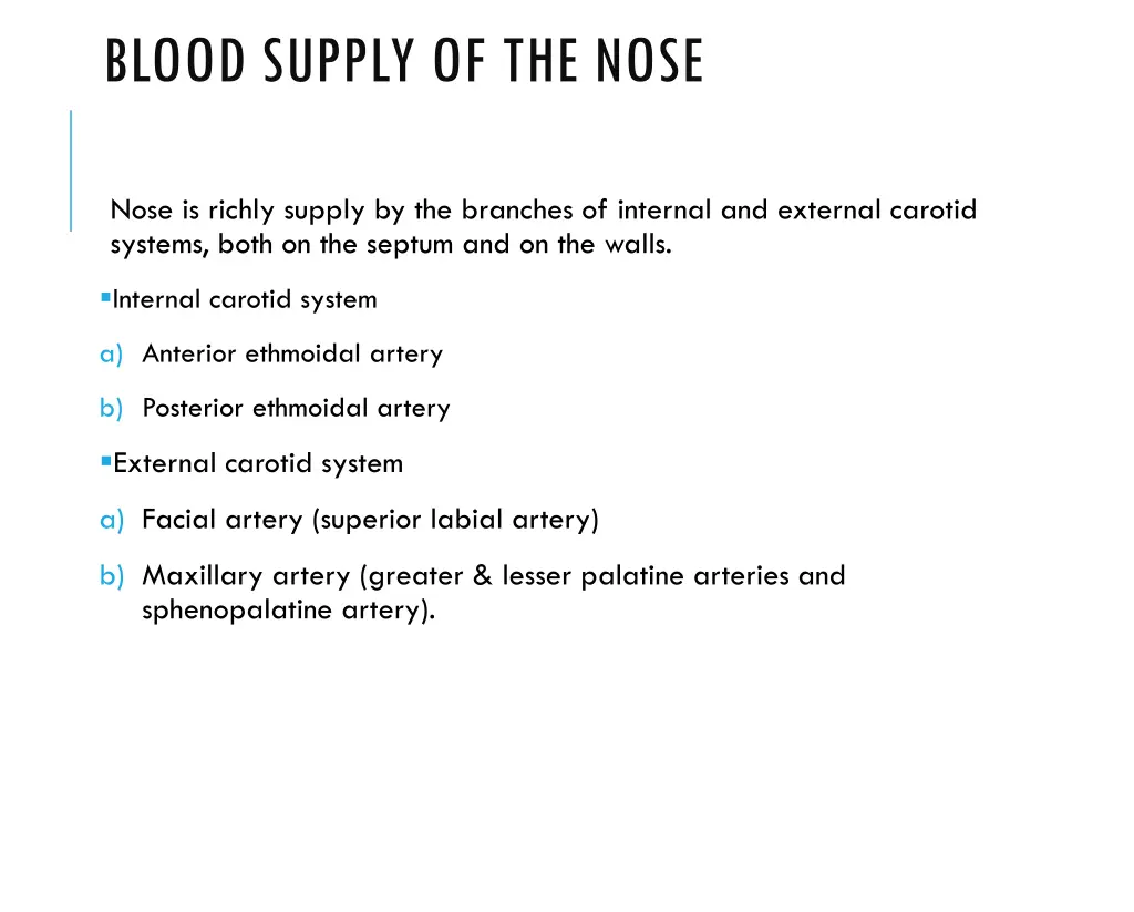 blood supply of the nose