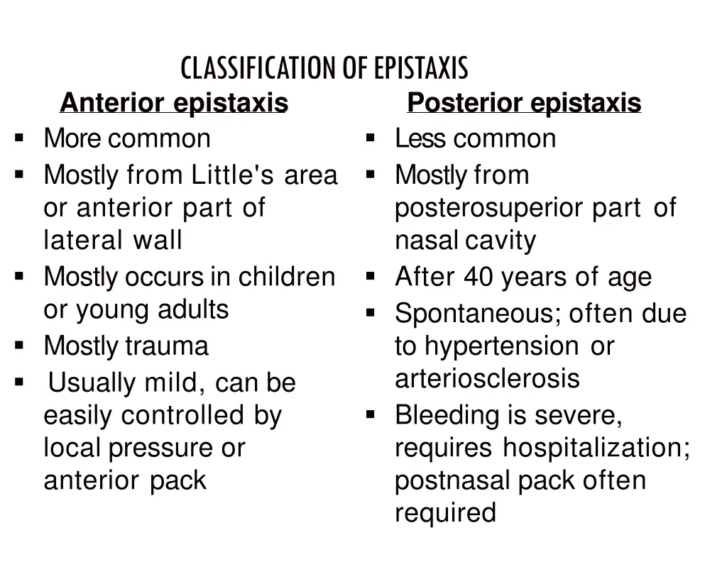 classification of epistaxis anterior epistaxis