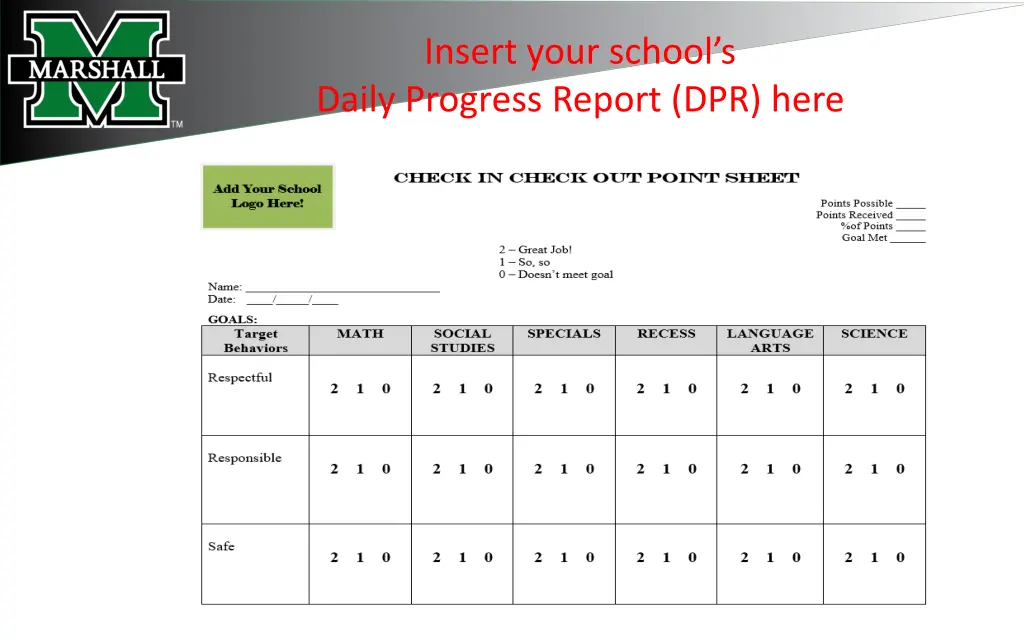 insert your school s daily progress report