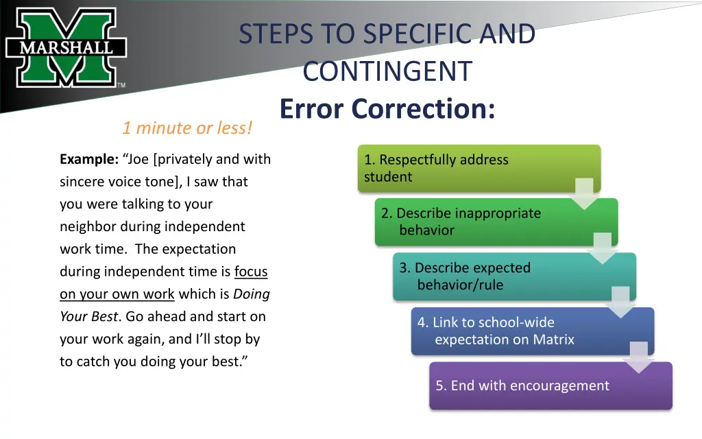 steps to specific and contingent error correction