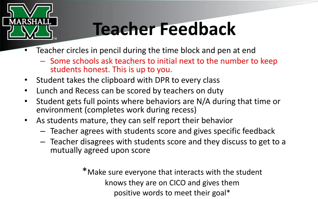 teacher feedback