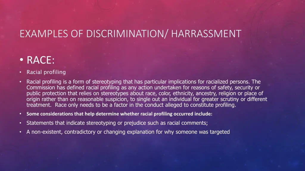 examples of discrimination harrassment 4
