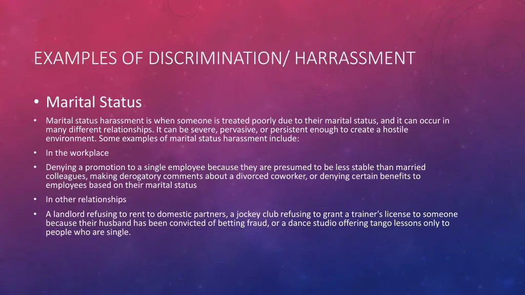 examples of discrimination harrassment 9