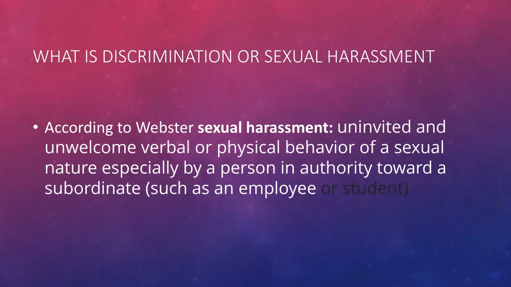 what is discrimination or sexual harassment 1