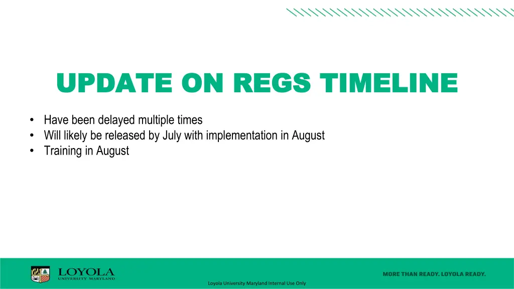 update on regs timeline update on regs timeline