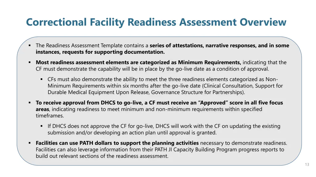 correctional facility readiness assessment 1