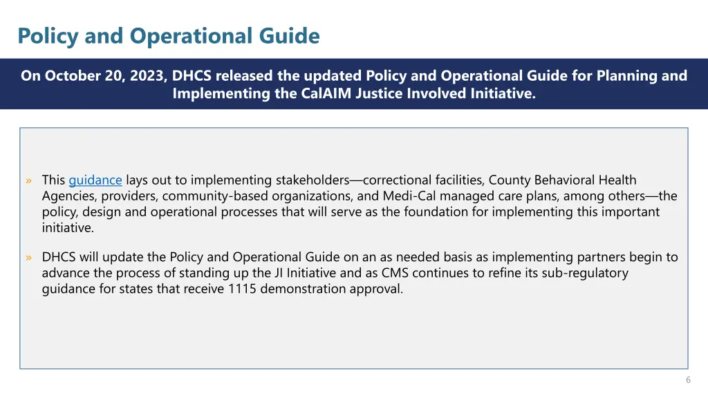 policy and operational guide