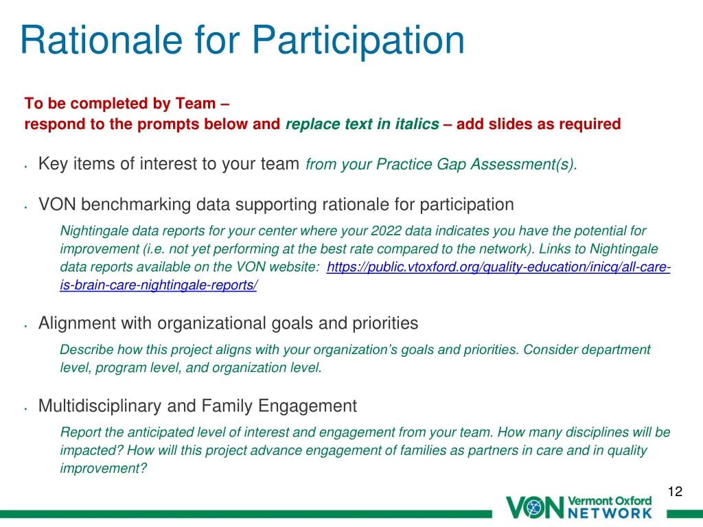 rationale for participation