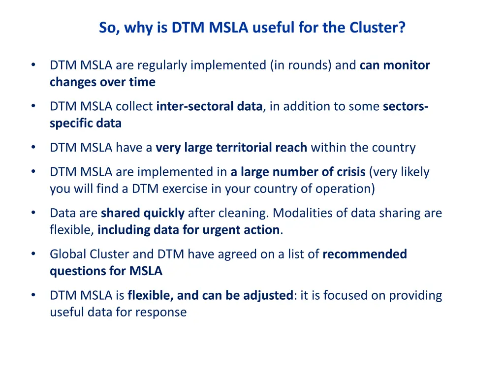 so why is dtm msla useful for the cluster