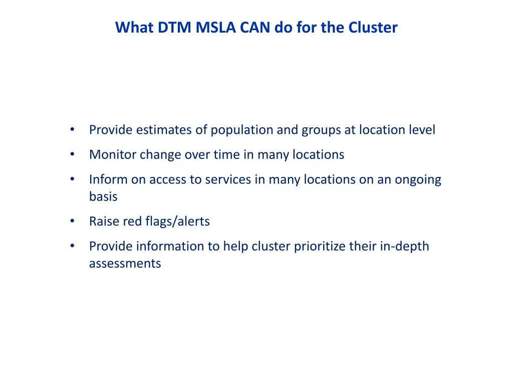 what dtm msla can do for the cluster