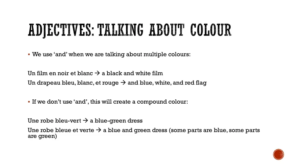 adjectives talking about colour