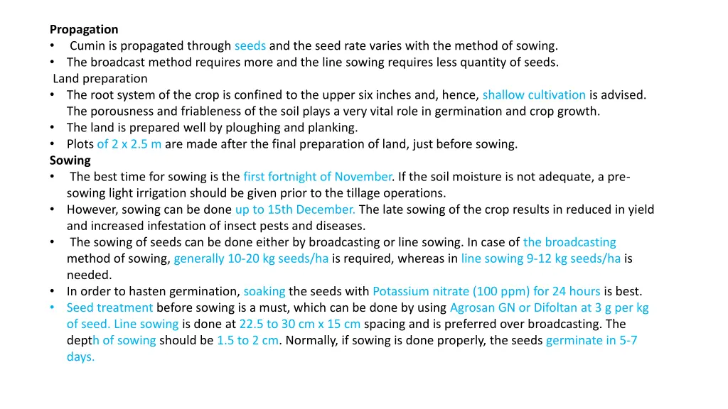 propagation cumin is propagated through seeds