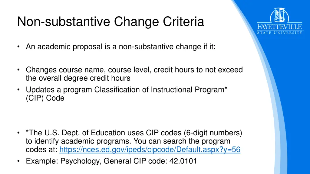 non substantive change criteria 3