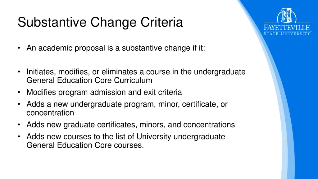 substantive change criteria 1