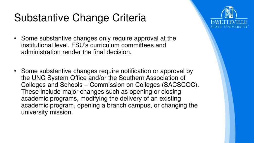 substantive change criteria