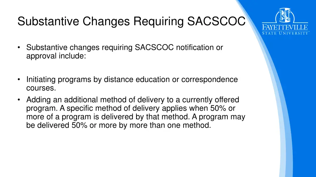 substantive changes requiring sacscoc 1