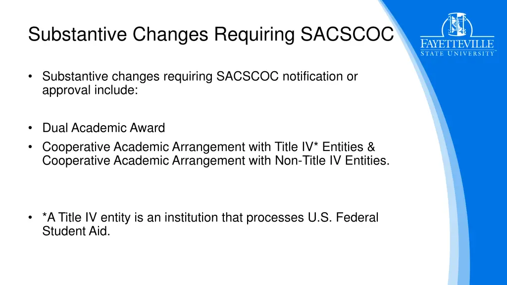 substantive changes requiring sacscoc 5