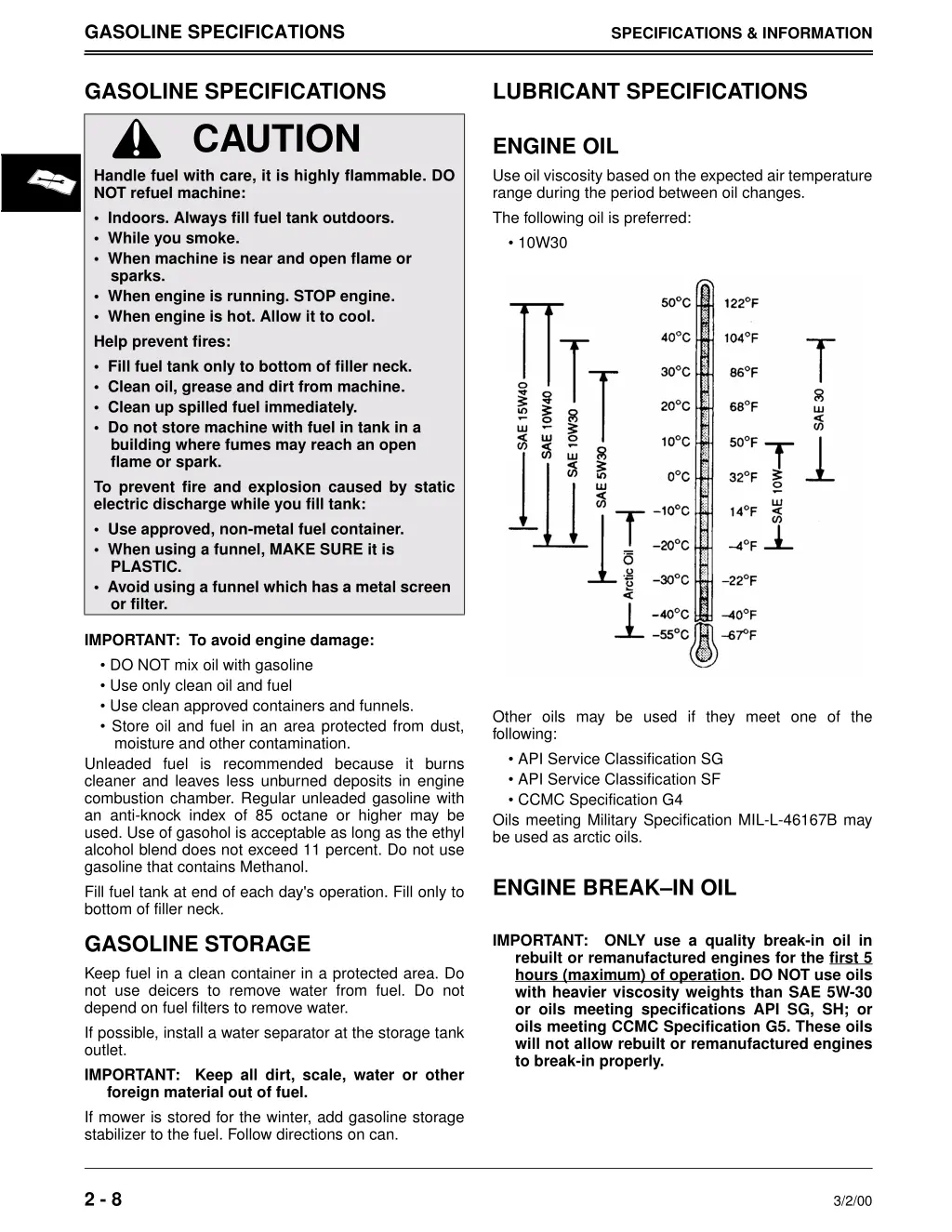 gasoline specifications